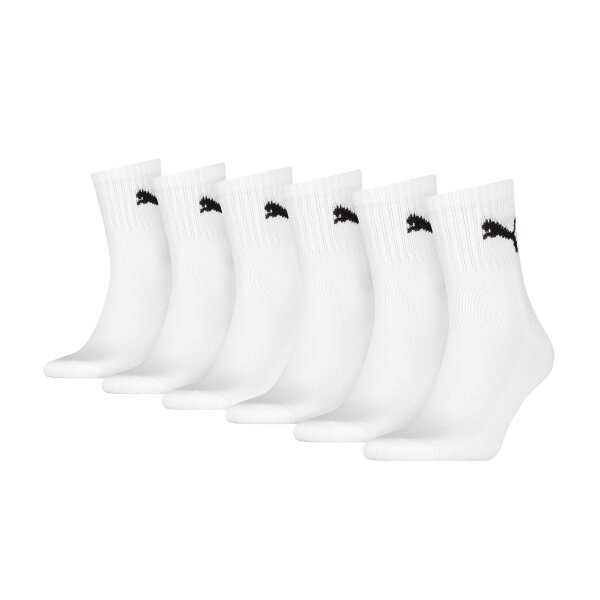 PUMA Unisex Sports Socks, 6-Pack - Short Crew Socks, ECOM, Logo, plain White 47-49 (UK 12-14)