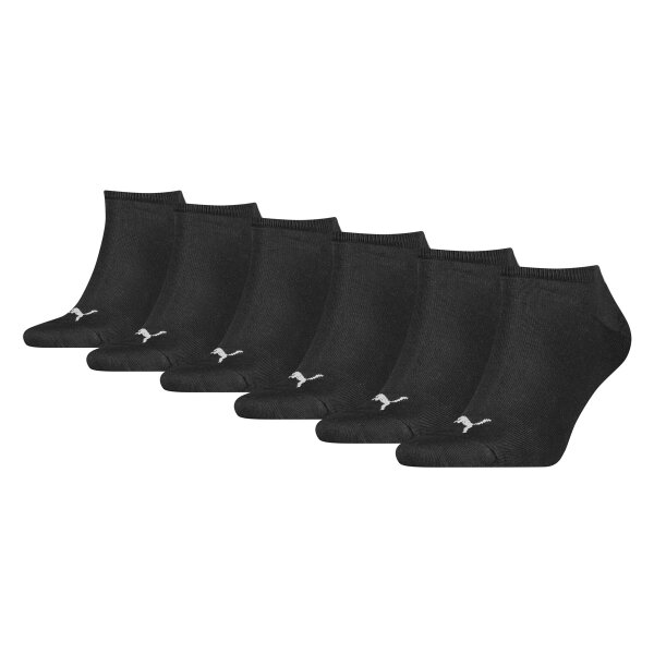 PUMA Unisex Sneaker-Socken, 6er Pack - ECOM, Logo, einfarbig Schwarz 39-42