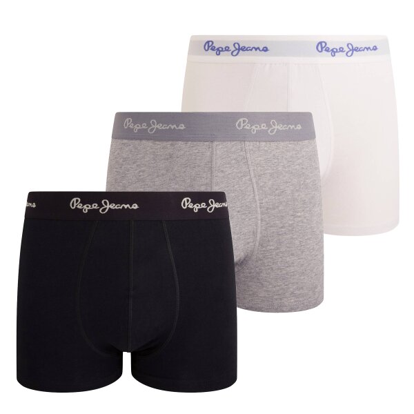 Pepe Jeans Mens Boxer Shorts, 3 Pack - ISSAC, Trunks, Cotton Stretch, Logo Waistband
