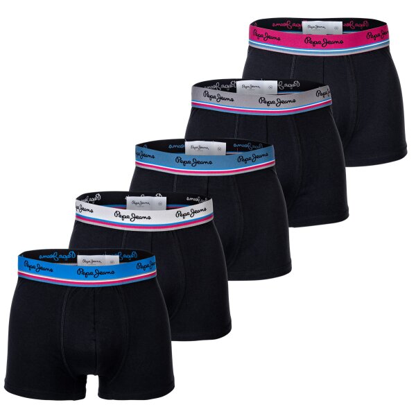 Pepe Jeans Mens Boxer Shorts, 5 Pack - TEO, Trunks, Cotton Stretch, Logo Waistband