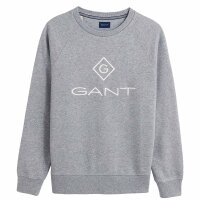 GANT Herren Sweatshirt - Lock Up C-Neck Sweat, Sweater, Rundhals, Logo Stickerei Grau 5XL