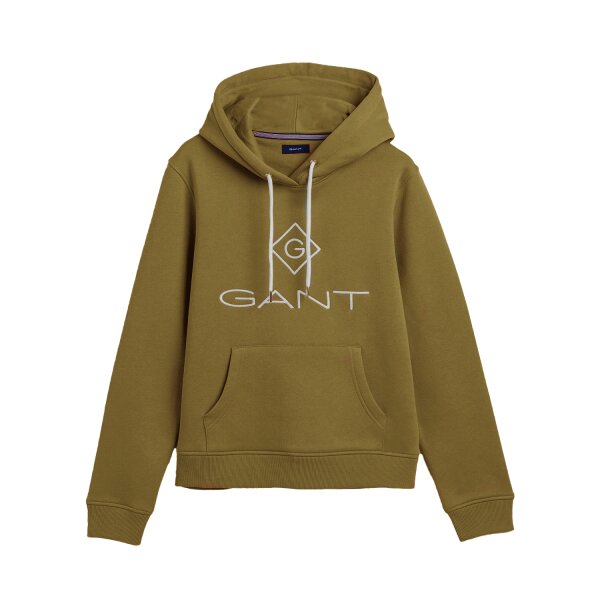 GANT Ladies Hoodie - Lock Up Sweat Hoodie, Hooded Sweater, Logo Embroidery Green (Utility Green) XS (X-Small)
