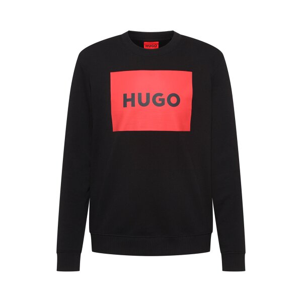 HUGO Herren Sweater - Duragol222, Sweatshirt, Rundhals, French Terry, Baumwolle Schwarz L