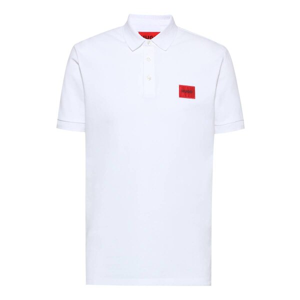 HUGO Mens Polo Shirt - DERESO222, Pique, Slim Fit, 1/2 sleeve, button placket, logo, cotton White M (Medium)