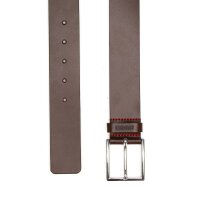 HUGO Mens Belt - Giaspo_Sz40, Genuine Leather, Metal Buckle, Embossed Logo Dark Brown 85 cm