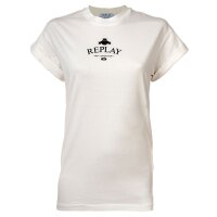 REPLAY Damen T-Shirt - Kurzarm, Rundhals, Bio-Baumwolle, Jersey