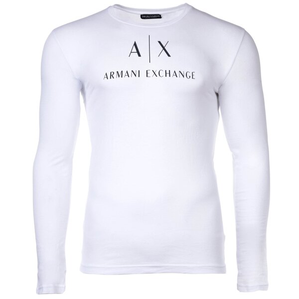 A|X ARMANI EXCHANGE Mens Long Sleeve - Long Sleeve, Round Neck, Logo, Cotton White 2XL (XX-Large)