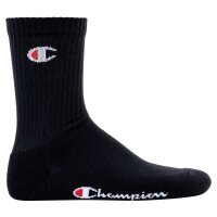 Champion Unisex Socks, 3 Pairs - Crew Socks Basic Black EU 43-46 (UK 9-11)