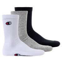 Champion Unisex Socks, 3 Pairs - Crew Socks Basic Black/White/Grey EU 43-46 (UK 9-11)