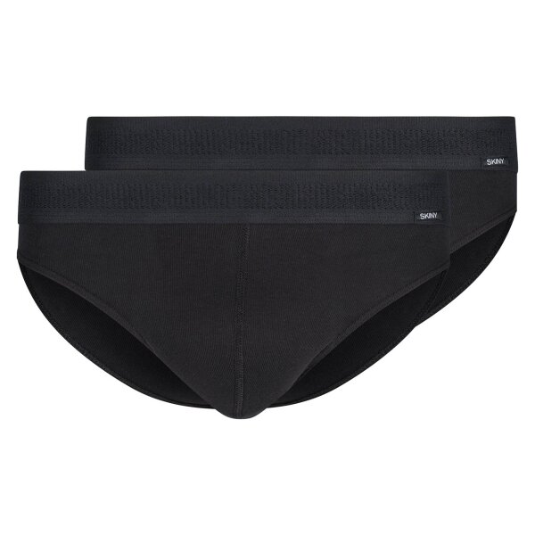 SKINY Herren Brasil-Slip, 2er Pack - Cotton Retro, Unterhose, Feinripp, Baumwolle Schwarz M