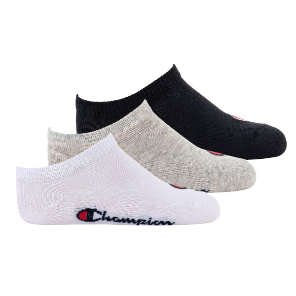 Champion Childrens Socks, 3-Pack - Sneaker, solid Colour Black/Grey/White 27-30