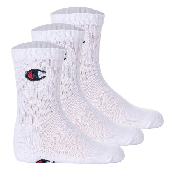 Champion Childrens Socks, 3-Pack - Crew Socks, solid Colour White 31-34