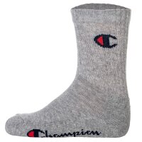 Champion Kinder Socken, 3er Pack - Crew Socken, einfarbig Blau/Weiß/Grau 27-30