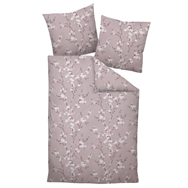Janine Bed Linen 2 Pieces - Mako-Soft-Seersucker, Cotton, floral Rosa 135x200cm