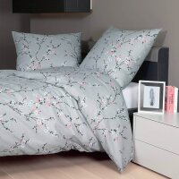 Janine Bed Linen 2 Pieces - Mako-Soft-Seersucker, Cotton, floral Silver 135x200cm