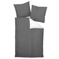 Janine Bed Linen 2 Pieces - Mako-Soft-Seersucker, Cotton, striped Dark grey 135x200cm