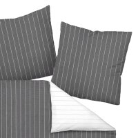 Janine Bed Linen 2 Pieces - Mako-Soft-Seersucker, Cotton, striped Dark grey 135x200cm