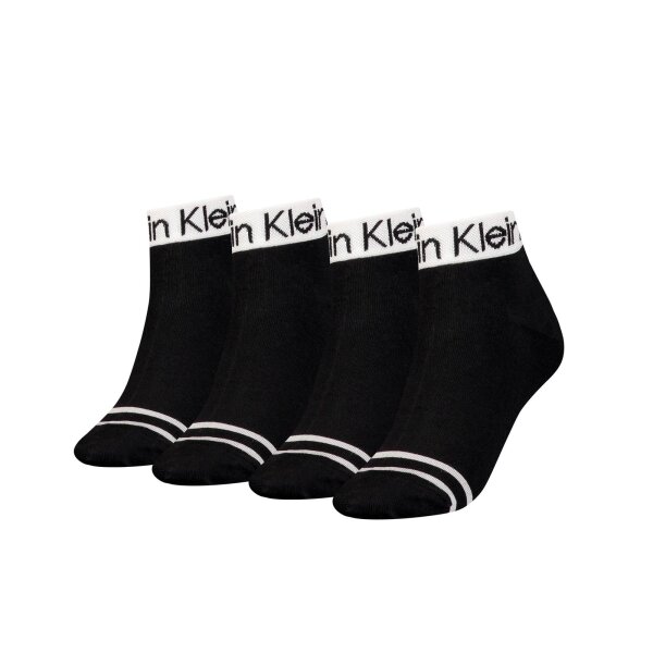 Calvin Klein Damen Quarter Socken, 4er Pack - Logo Welt Zoey ECOM, One Size Schwarz 37-41