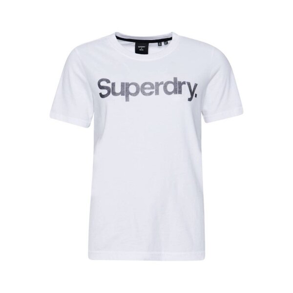 Superdry Women T-Shirt - CL TEE, Round Neck, Logo Print, solid Color