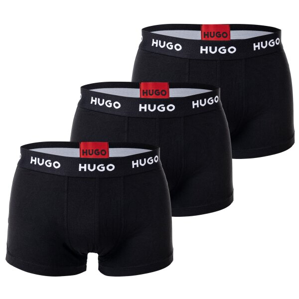 HUGO Mens Boxer Shorts, 3-pack - Trunks Triplet Pack, Logo, Cotton Stretch