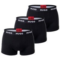 HUGO Herren Boxer Shorts, 3er Pack - Trunks Triplet Pack, Logo, Cotton Stretch Schwarz M