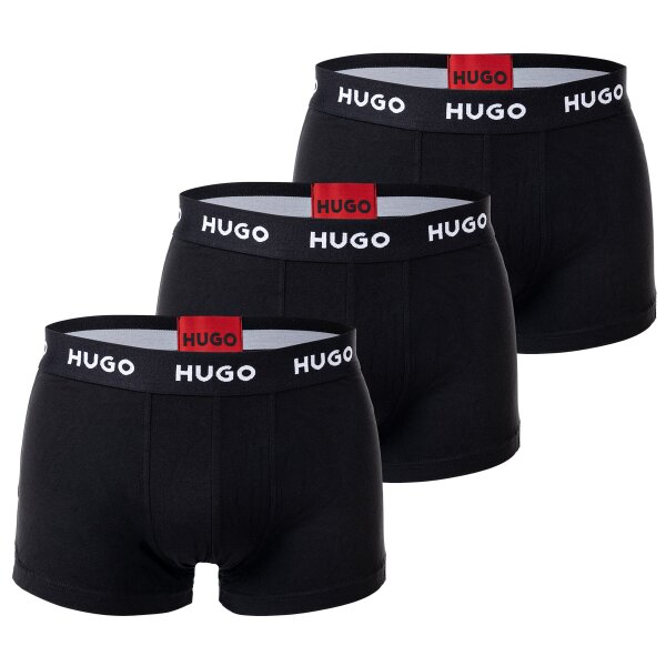 HUGO Mens Boxer Shorts, 3-pack - Trunks Triplet Pack, Logo, Cotton Stretch Black L (Large)