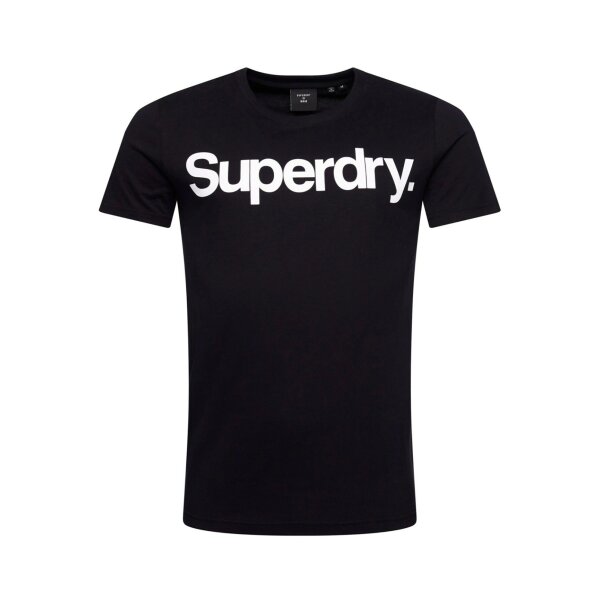Superdry Mens T-Shirt - CL TEE, Logo, Round Neck, Solid Color Black M (Medium)