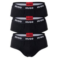 HUGO Mens Briefs, 3-pack - Hip Briefs Triplet Pack, Logo, Cotton Stretch Black L (Large)