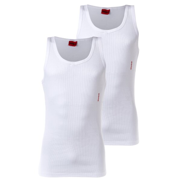 HUGO Mens vest, 2-pack - Tank Top Twin Pack, double rib, cotton stretch White L (Large)