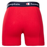 Champion Herren Boxershorts, 2er Pack - Baumwolle, Logobund, einfarbig Marine/Rot 2XL