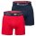 Champion Herren Boxershorts, 2er Pack - Baumwolle, Logobund, einfarbig Marine/Rot 2XL