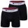Champion Herren Boxershorts, 2er Pack - Baumwolle, Logobund, einfarbig Schwarz S