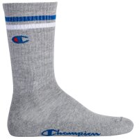 Champion Unisex Socken, 3 Paar - Crew Socken, Logo, Streifen Blau/Weiß/Grau EU 39-42