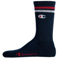 Champion Unisex Socks, 3 Pair - Crew Socks, Logo, Stripes Blue/White/Grey EU 39-42 (UK 6-8)
