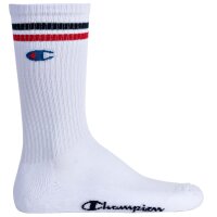 Champion Unisex Socks, 3 Pair - Crew Socks, Logo, Stripes Blue/White/Grey EU 39-42 (UK 6-8)