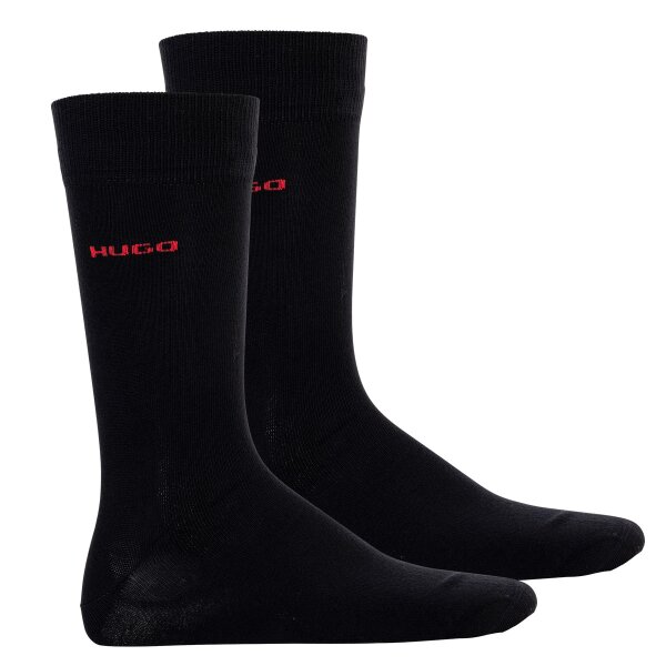 HUGO mens socks, 2-pack - RS Uni CC, short socks, medium high, logo, uni Black 39-42 (UK 5-8.5)