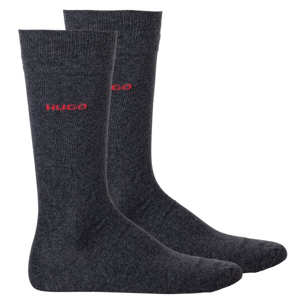 HUGO Herren Socken, 2er Pack - RS Uni CC, Kurzsocken, mittelhoch, Logo, uni Grau 39-42