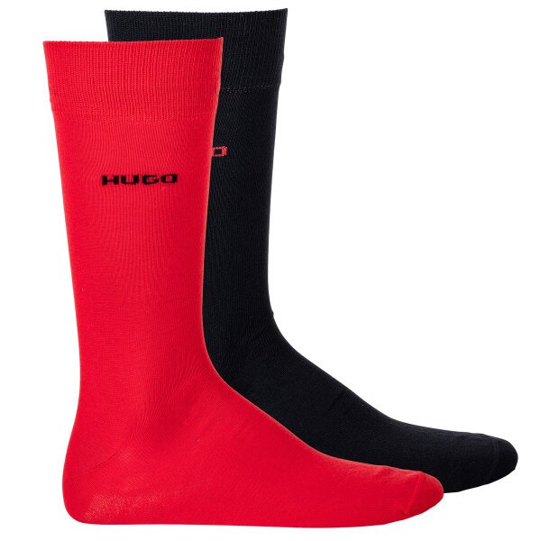 HUGO Herren Socken, 2er Pack - RS Uni CC, Kurzsocken, mittelhoch, Logo, uni Rot 39-42