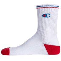 Champion Unisex Socken, 3 Paar - Crew Socken, Logo, Streifen Weiß EU 35-38