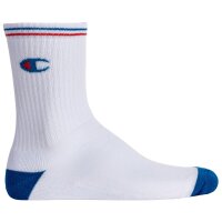Champion Unisex Socken, 3 Paar - Crew Socken, Logo, Streifen Weiß EU 35-38