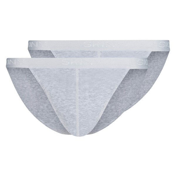 SKINY mens thong briefs, 2-pack - Cotton Retro, pants, fine rib, cotton Grey 2XL (XX-Large)