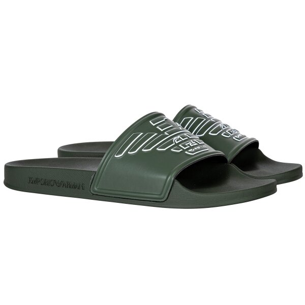 EMPORIO ARMANI Mens Bathing Sandals - Mules, Slippers, plain, Logo-Print Green EUR 39 (UK 6)