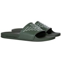EMPORIO ARMANI Mens Bathing Sandals - Mules, Slippers, plain, Logo-Print Green EUR 39 (UK 6)