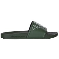 EMPORIO ARMANI Mens Bathing Sandals - Mules, Slippers, plain, Logo-Print Green EUR 39 (UK 6)