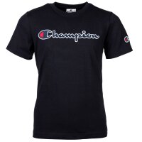 Champion Kids Unisex T-Shirt - Crewneck, Round Neck, Cotton, Large Logo, Solid Color Black S (Small)