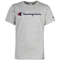 Champion Kinder Unisex T-Shirt - Crewneck, Rundhals, Cotton, großes Logo, einfarbig Grau XS