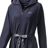 JOOP! Damen Bademantel - Active, Frottier, Reißverschluss, Baumwollmischung Blau XS