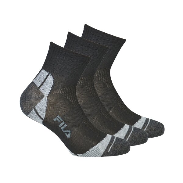 FILA Unisex Socken, 3 Paar - Quarter Multisport, Kurzsocken Schwarz 39-42