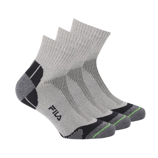 FILA Unisex Socks, 3 Pairs - Quarter Multisport, Short Socks Grey 43-46 (9-11 UK)