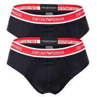 EMPORIO ARMANI Men Slips 2 Pack - Briefs, Underwear, Stretch Cotton Black M (Medium)
